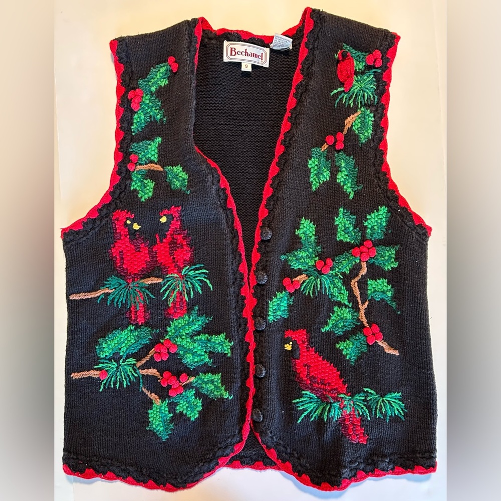 Bechamel Button V-neckline Knit Cardigan Sweater Vest